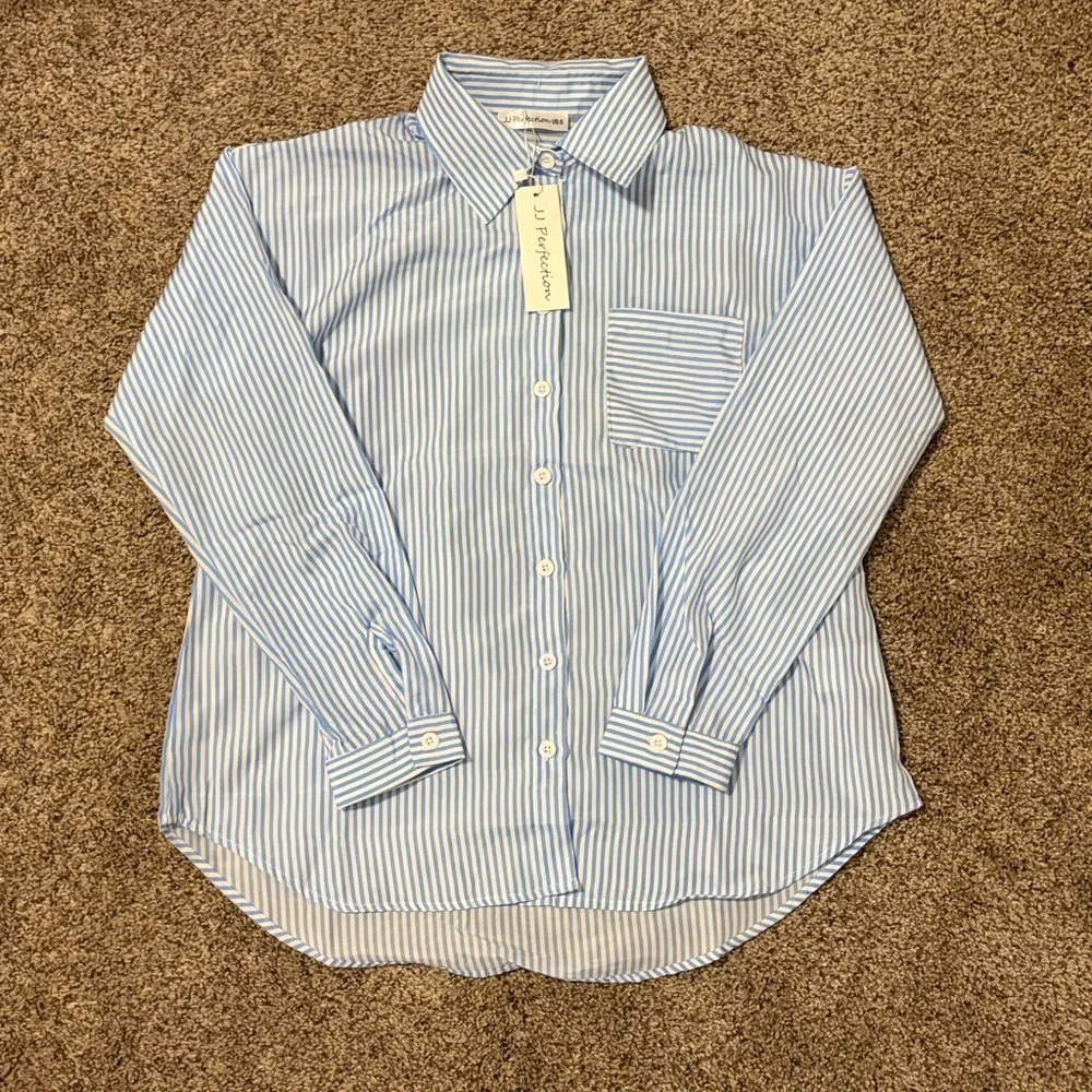 Striped Blue and White Blouse